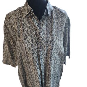 Cambio Pure Silk Patterned Button-Up Shirt. Size Medium.